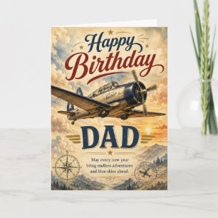 Tarjeta de cumpleaños para papá de avión vintage