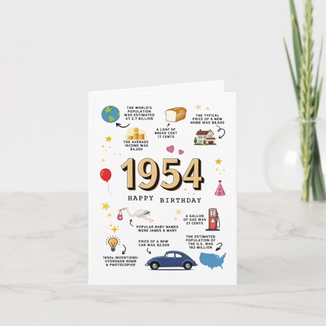 Tarjeta de cumpleaños para papá o mamá de 1954 (Anverso)