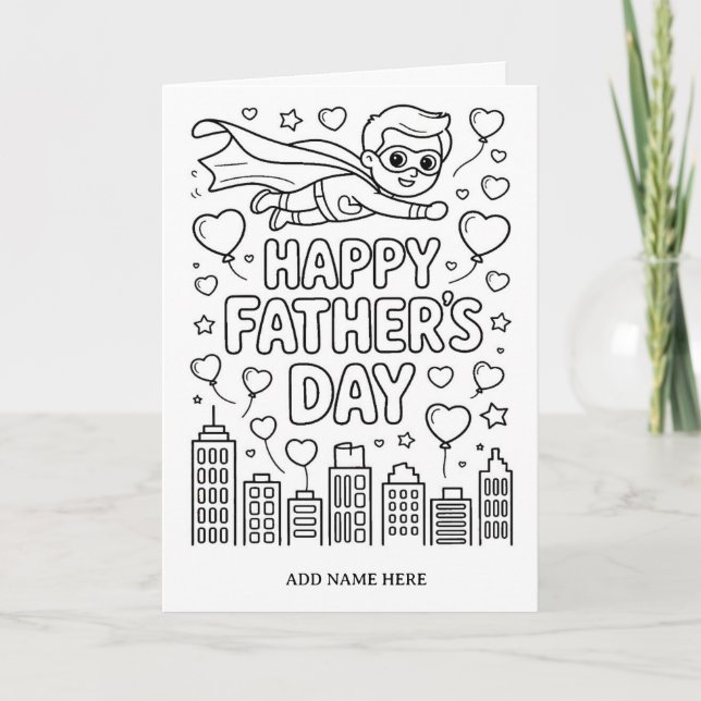 tarjeta de cumpleaños para papá superhéroe plegabl (Anverso)