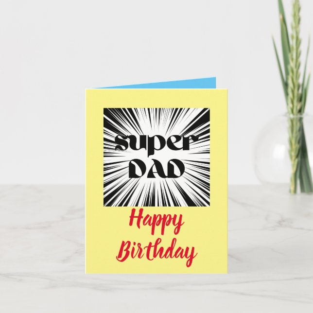 Tarjeta de cumpleaños para papá, tema de superhéro (Anverso)