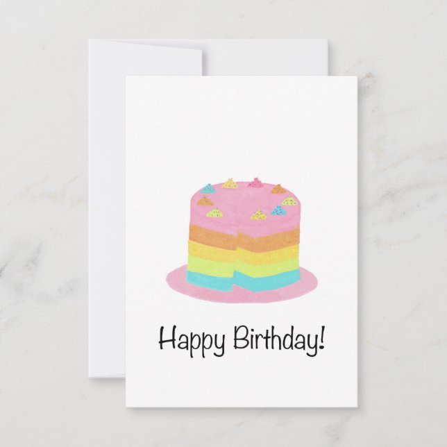 Tarjeta de cumpleaños para pasteles de arcoiris (Anverso)