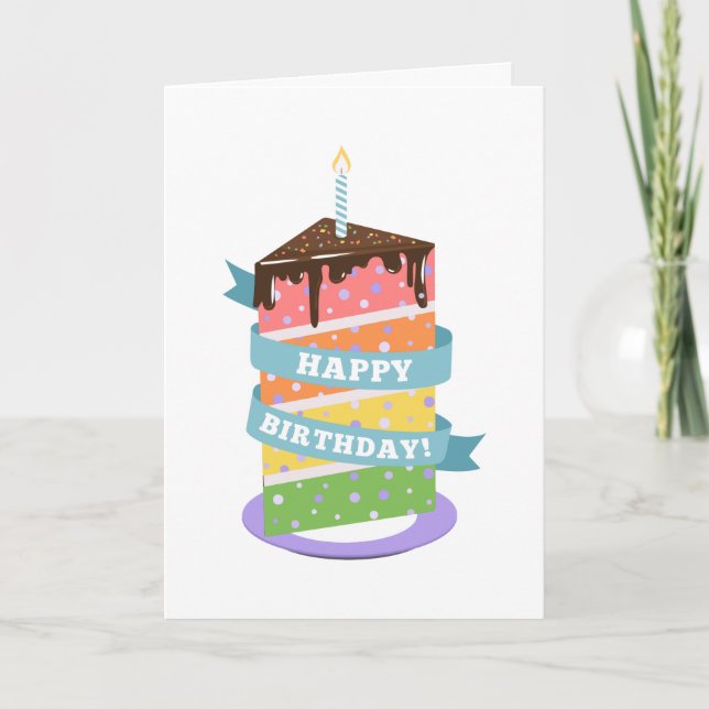 Tarjeta de cumpleaños para pasteles de arcoiris (Anverso)