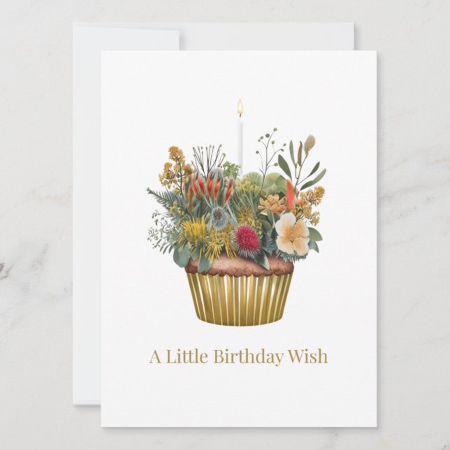 Tarjeta de cumpleaños para pasteles de flores nati (Anverso)