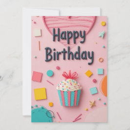 Tarjeta de cumpleaños para pasteles dulces