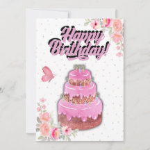 Tarjeta de cumpleaños para pasteles rosados