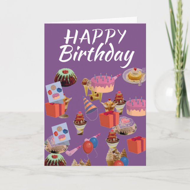 Tarjeta de cumpleaños para pasteles y helados (Anverso)