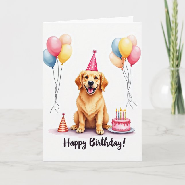 Tarjeta de cumpleaños para perro alegre (Anverso)