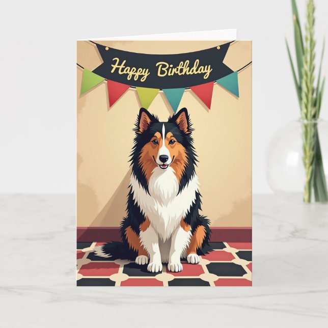 Tarjeta de cumpleaños para perro artístico (Anverso)