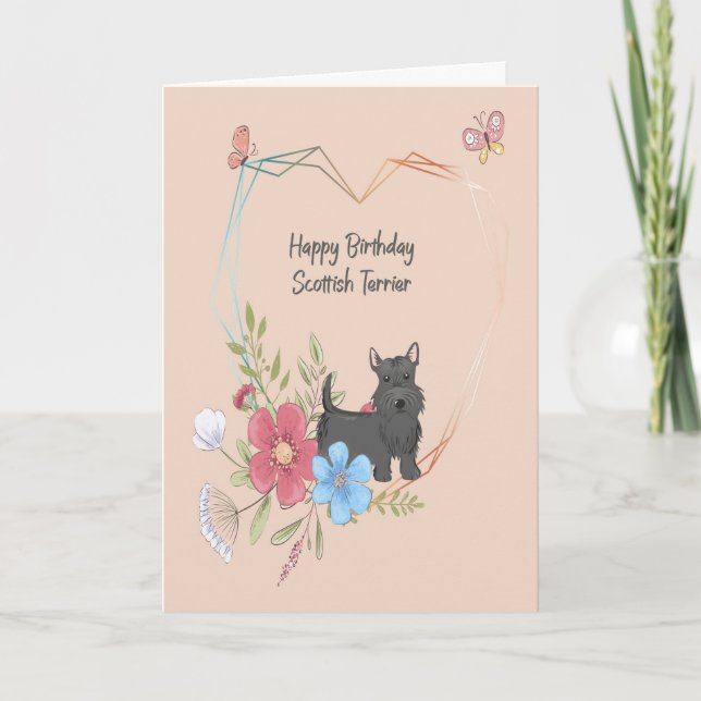 Tarjeta de cumpleaños para perro aterrador escocés (Anverso)