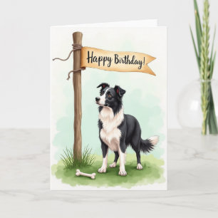 Tarjeta de cumpleaños para perro blanco y negro