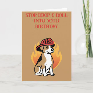 Tarjeta de cumpleaños para perro bombero