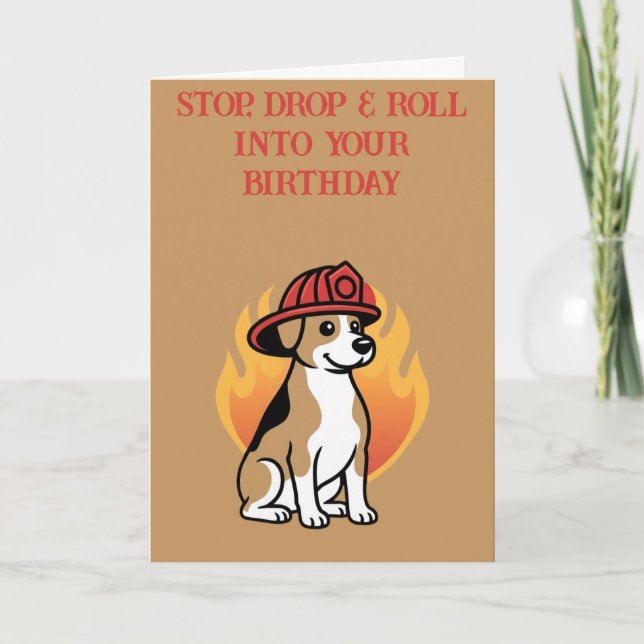 Tarjeta de cumpleaños para perro bombero (Anverso)