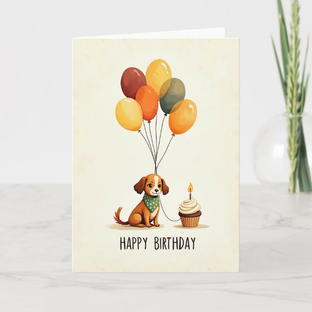 Tarjeta de cumpleaños para perro caprichoso (Anverso)