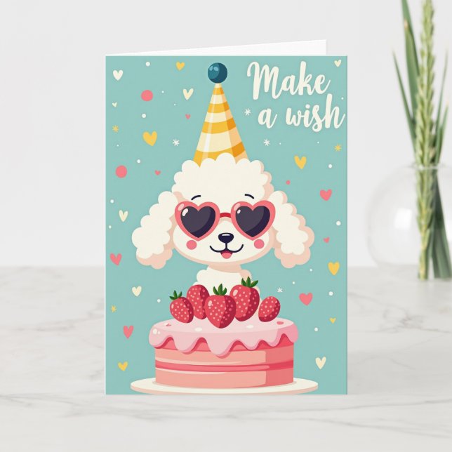 Tarjeta de cumpleaños para perro con fiesta capric (Anverso)