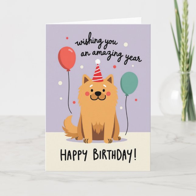 Tarjeta de cumpleaños para perro de celebración (Anverso)