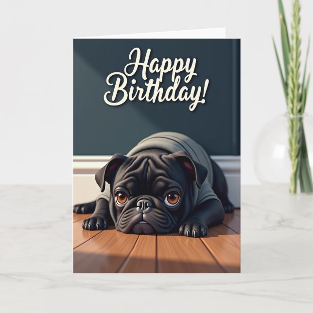 Tarjeta de cumpleaños para perro dócil (Anverso)