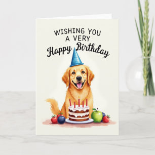 Tarjeta de cumpleaños para perro dorado