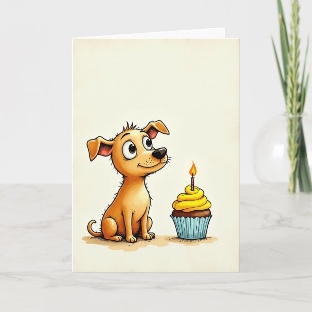 Tarjeta de cumpleaños para perro dulce (Anverso)