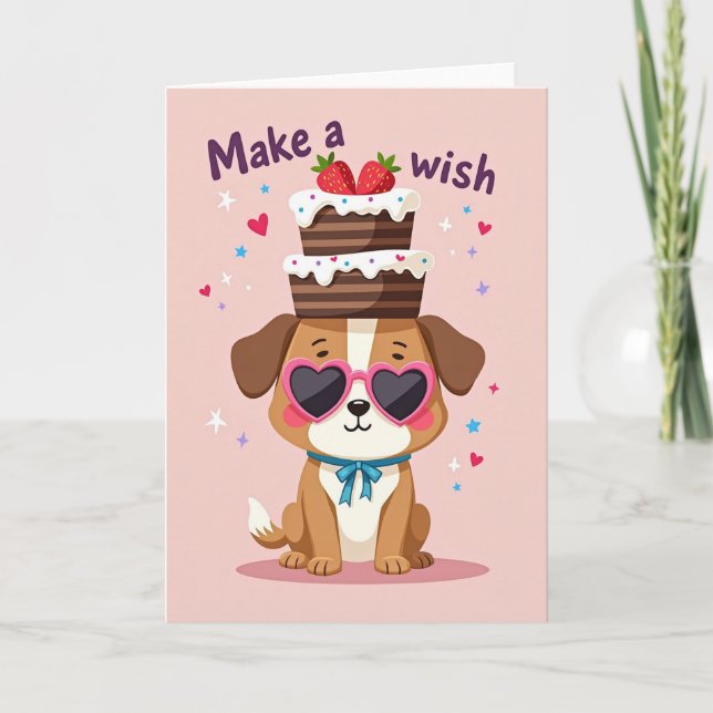 Tarjeta de cumpleaños para perro dulce (Anverso)