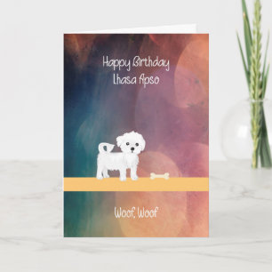 Tarjeta de cumpleaños para perro Lhasa Apso