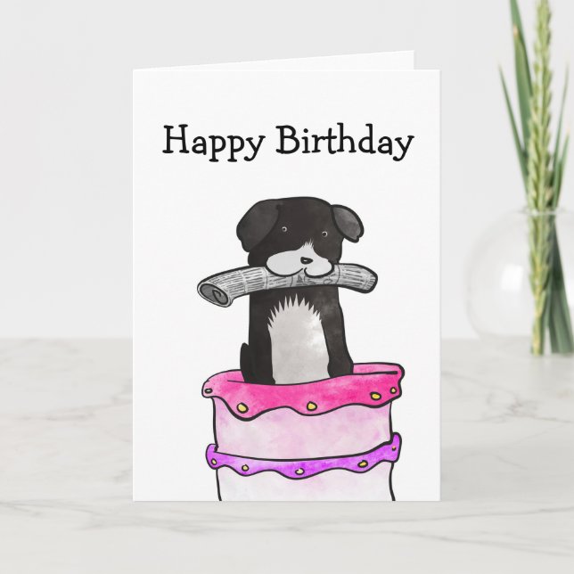Tarjeta de cumpleaños para perros con pasteles (Anverso)