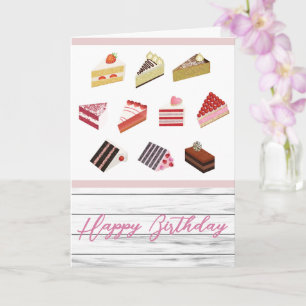 Tarjeta de cumpleaños para postres con pasteles cú