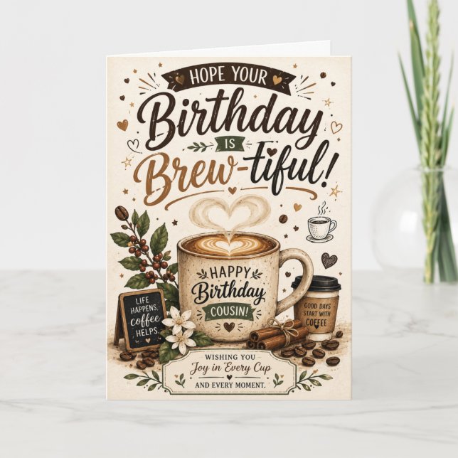 Tarjeta de cumpleaños para prima o primo amante de (Anverso)