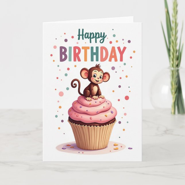 Tarjeta de cumpleaños para primate dulce (Anverso)