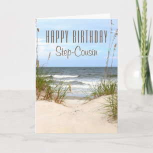 Tarjeta de cumpleaños para primo político de playa