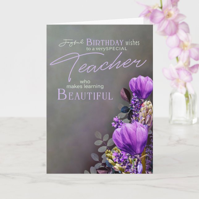 Tarjeta de cumpleaños para profesor minimalista –  (Orquídea)