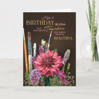 Tarjeta de cumpleaños para profesora de arte flora