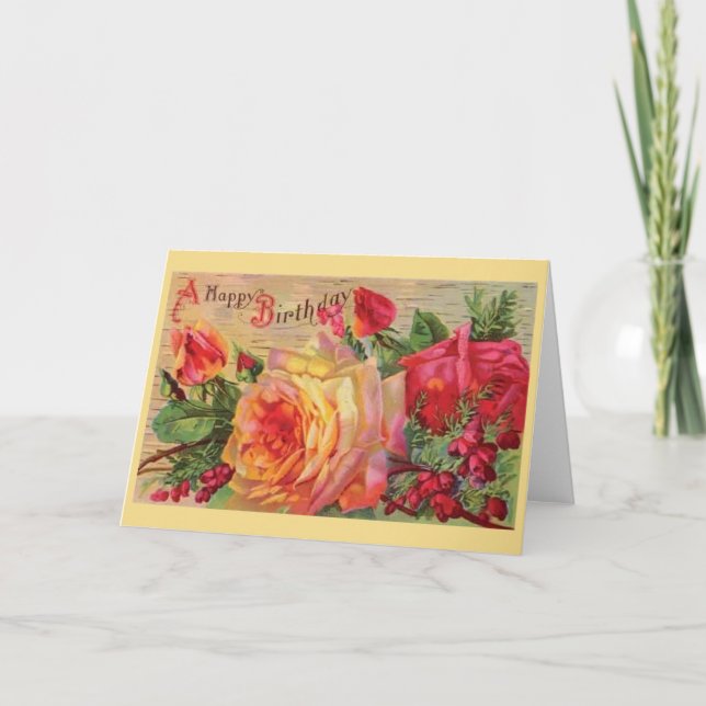 Tarjeta de cumpleaños para Rosas de la época de la (Anverso)