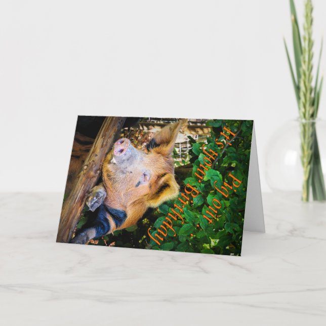 Tarjeta de cumpleaños para salir del cerdo (Anverso)