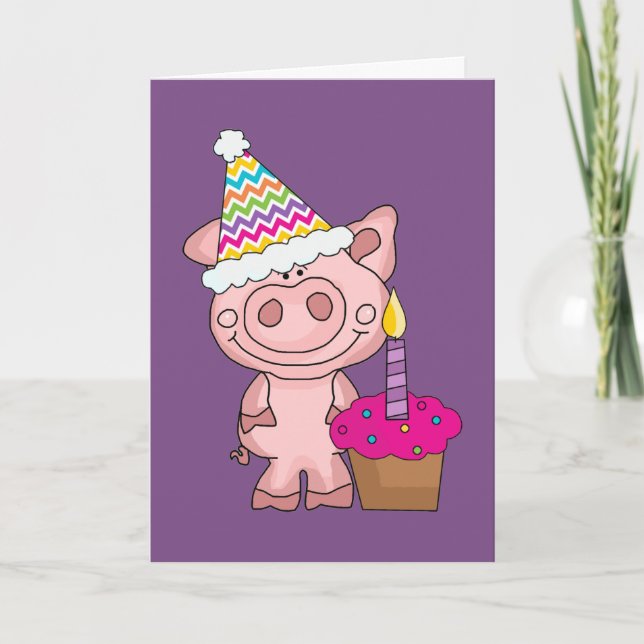 Tarjeta de cumpleaños para salir del cerdo (Anverso)
