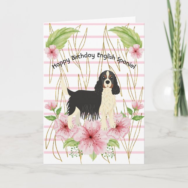 Tarjeta de cumpleaños para Spaniel Inglés (Anverso)