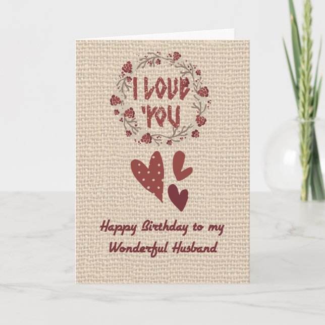 Tarjeta de cumpleaños para su marido, diseño nórdi (Anverso)