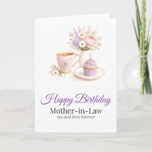 Tarjeta de cumpleaños para suegra Té y Amor