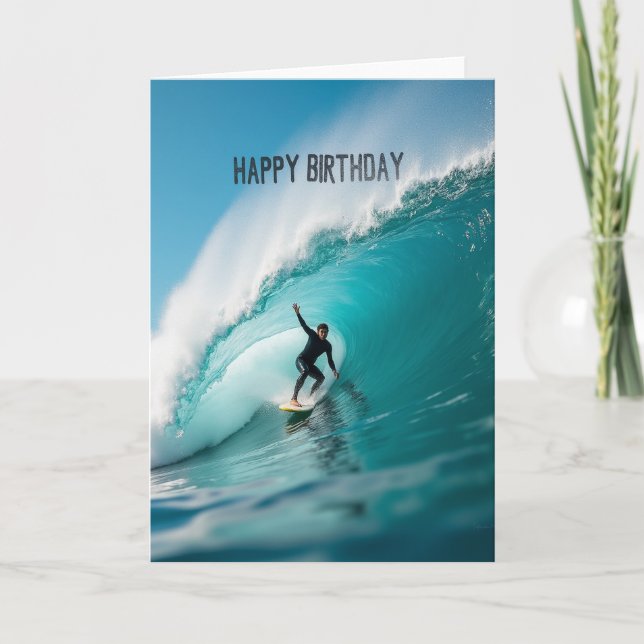 Tarjeta de cumpleaños para surfistas (Anverso)