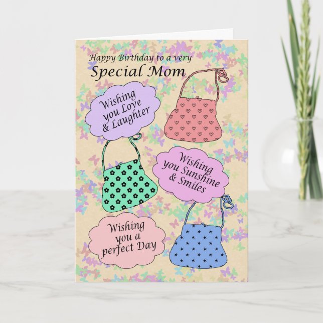 Tarjeta de cumpleaños para tía, bolso de bolso (Anverso)