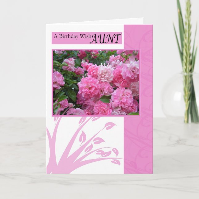 Tarjeta de cumpleaños para tía, rosas rosadas salv (Anverso)