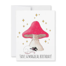 Tarjeta de cumpleaños para toadstool de ratón blan
