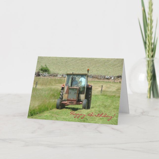 Tarjeta de cumpleaños para tractores de época (Anverso)