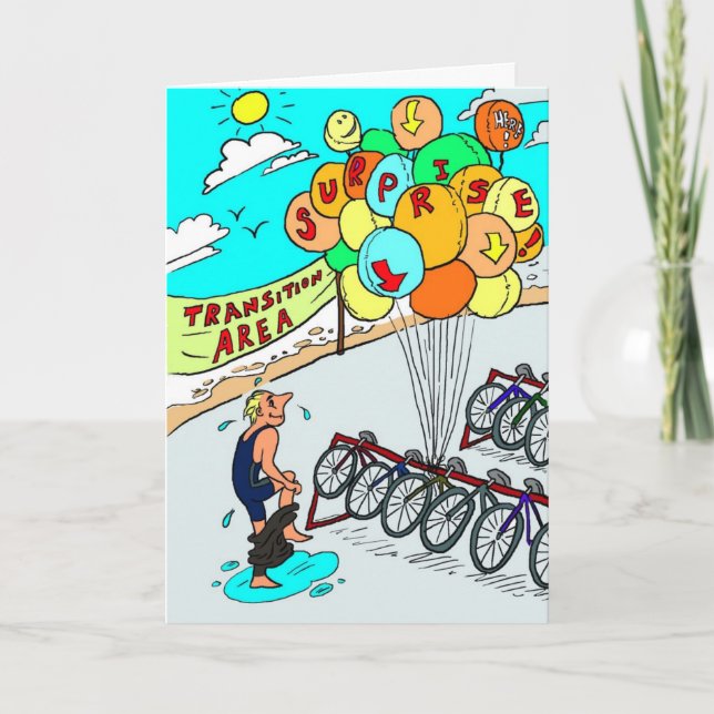 Tarjeta de cumpleaños para triatleta - Globos de t (Anverso)