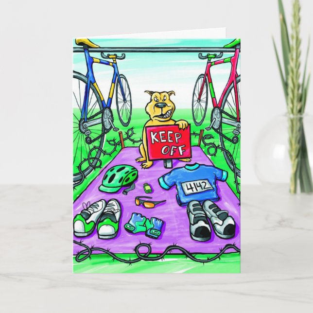 Tarjeta de cumpleaños para triatleta - Mantener fu (Anverso)