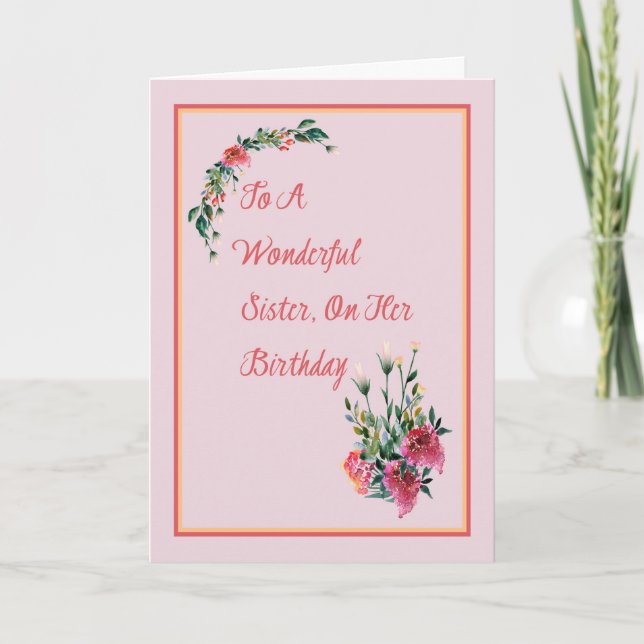 Tarjeta de cumpleaños para tu hermana maravillosa (Anverso)