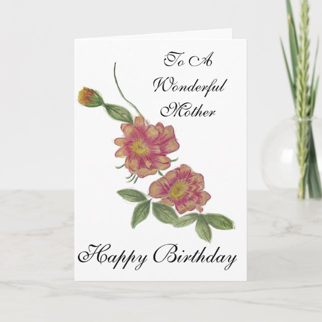 Tarjeta de cumpleaños para tu mamá lápiz acuarela (Anverso)