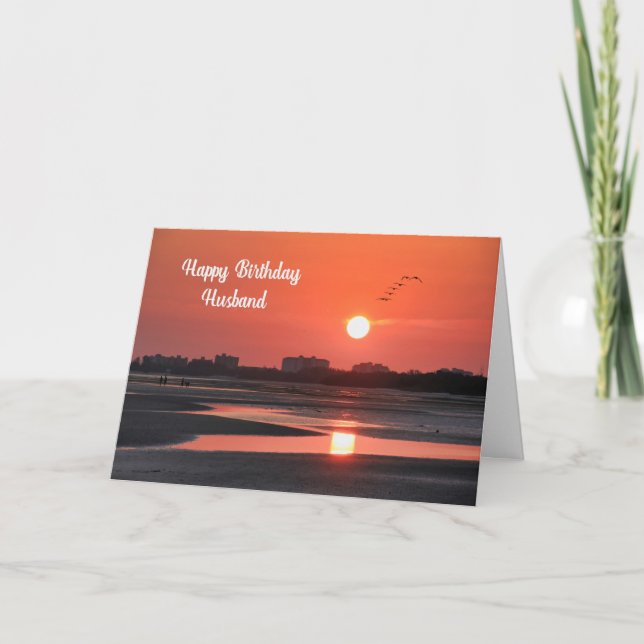 Tarjeta de cumpleaños para tu puesta de sol de mar (Anverso)