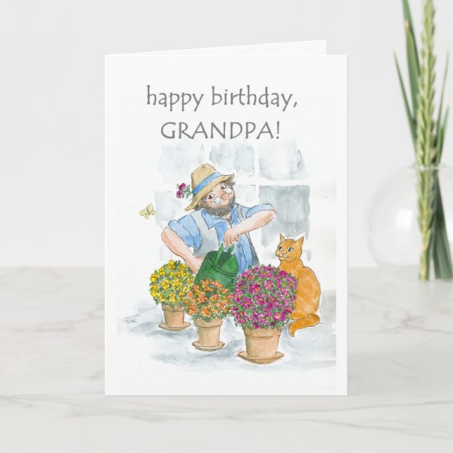 Tarjeta de cumpleaños para un abuelo - Jardinería (Anverso)