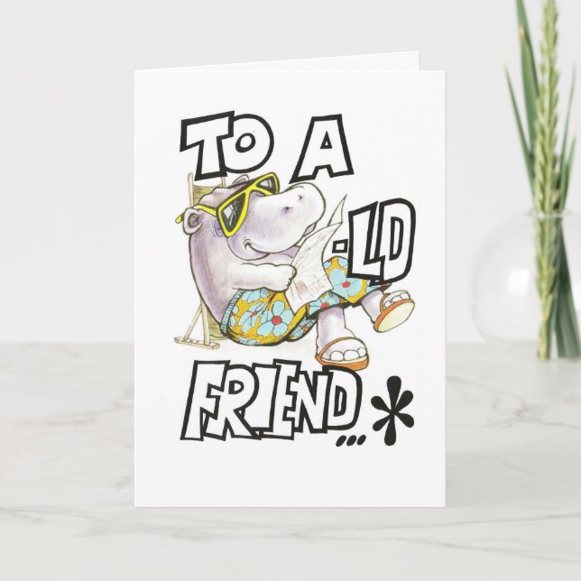 Tarjeta de cumpleaños para un amigo, un hipopótamo (Anverso)