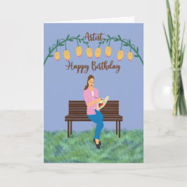 Tarjeta de cumpleaños para un artista Chica en pin